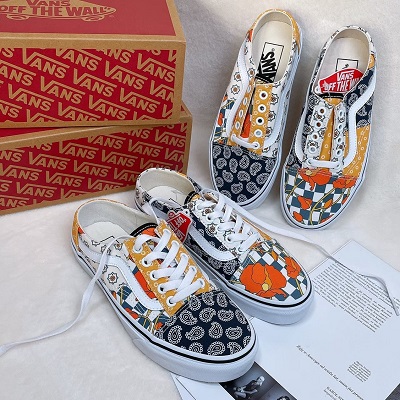 VANS Old Skool變形蟲格紋花拼接